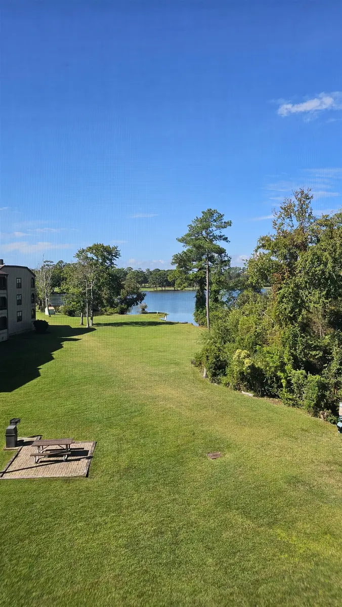 Ground-level view across the lawn toward the water