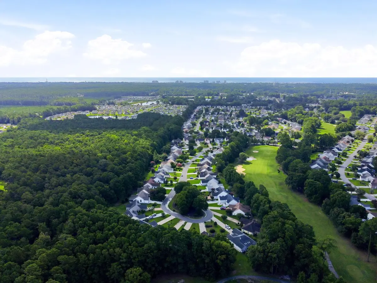 High aerial view of the Indigo Creek neighborhood