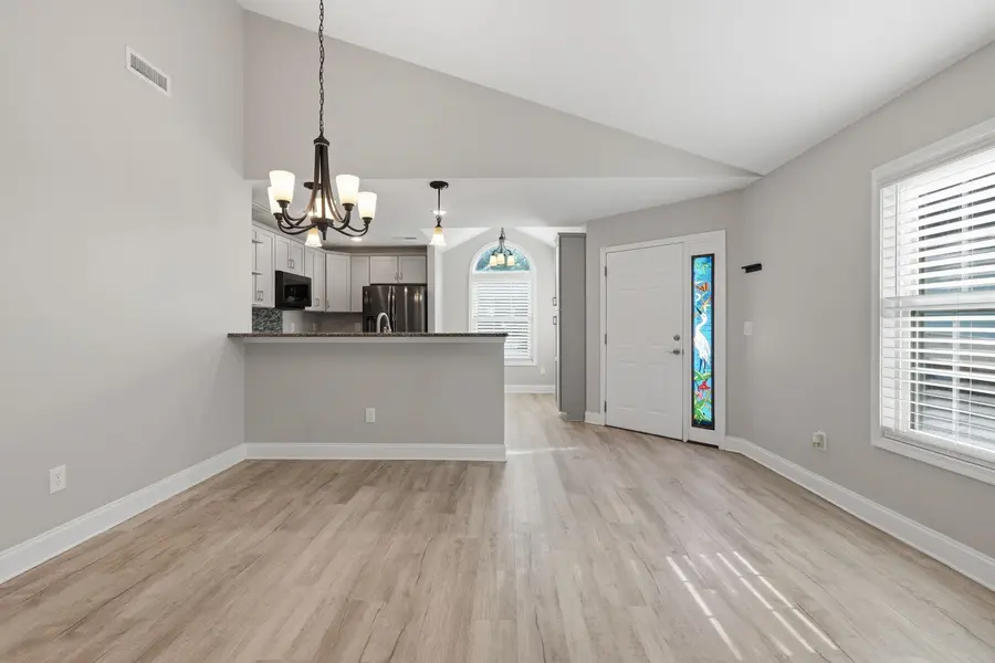 Living and dining area connected to the kitchen