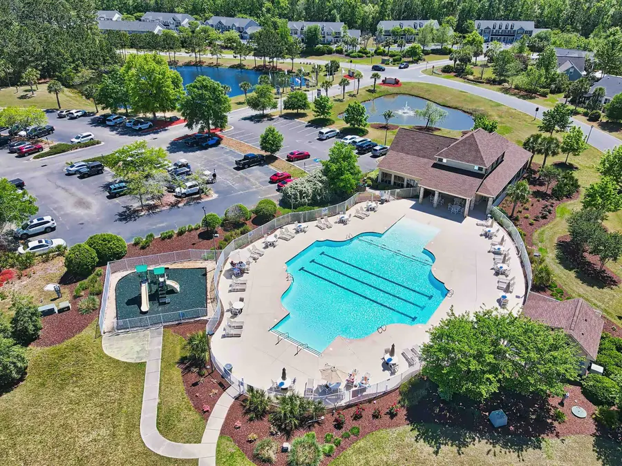 Aerial view of the International Club pool and amenity center